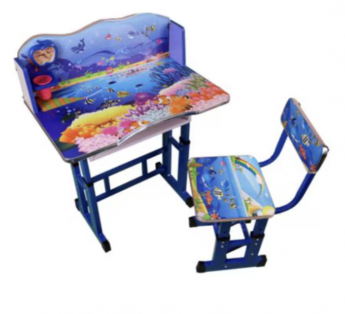 Birou cu scaun pentru copii, reglabile, cadru metalic si MDF, Lumea Oceanelor C2 [4]