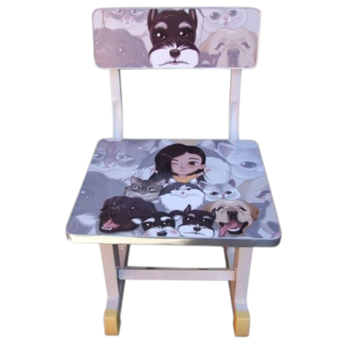 Birou cu scaun pentru copii, reglabile, cadru metalic si MDF, Catei si Pisici C3 [5]