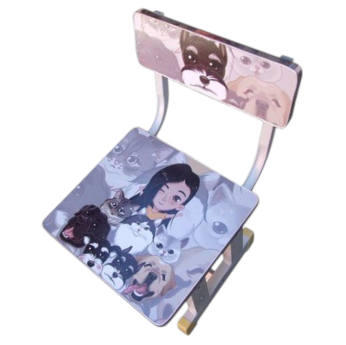 Birou cu scaun pentru copii, reglabile, cadru metalic si MDF, Catei si Pisici C3 [4]