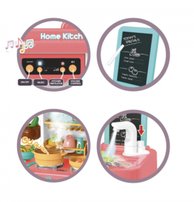 Bucatarie completa, cu 43 piese, Spraying Kitchen, roz [5]