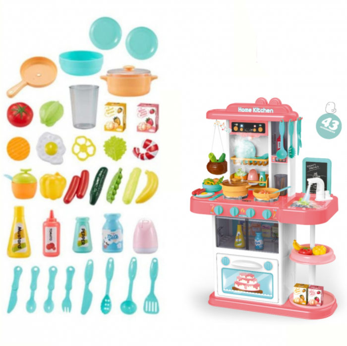 Bucatarie completa, cu 43 piese, Spraying Kitchen, roz [3]