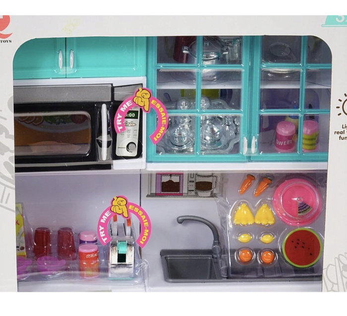Bucatarie copii cu aragaz cu lumini si sunete, chiuveta, cuptor si masina spalat vase [2]