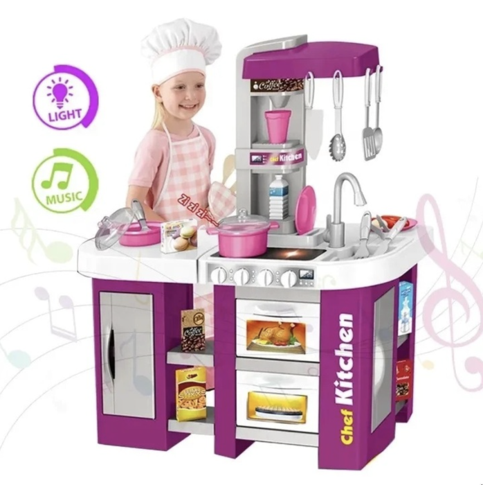Bucatarie de jucarie electronica Chef Kitchen cu sunete, lumini si 53 accesorii, mov, +3 ani [3]