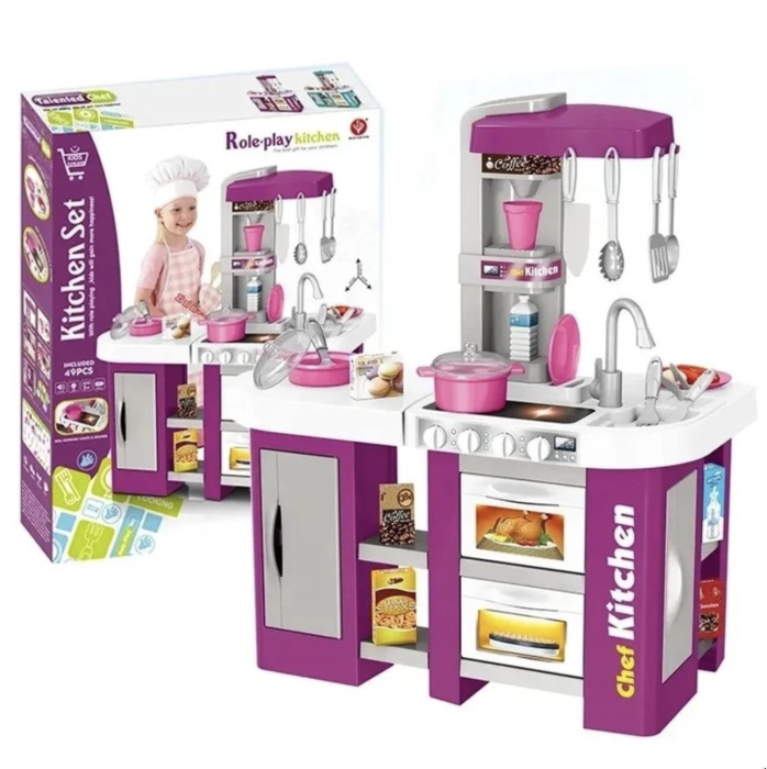 Bucatarie de jucarie electronica Chef Kitchen cu sunete, lumini si 53 accesorii, mov, +3 ani [4]