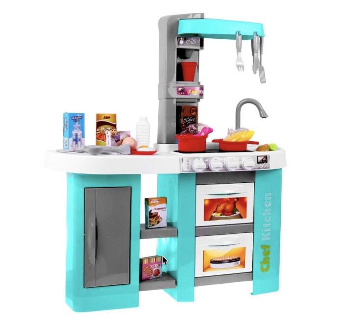 Bucatarie de jucarie electronica Chef Kitchen cu sunete, lumini si 53 accesorii, turcoaz, +3 ani [4]