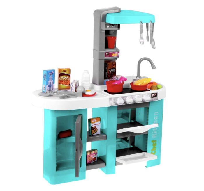 Bucatarie de jucarie electronica Chef Kitchen cu sunete, lumini si 53 accesorii, turcoaz, +3 ani [6]