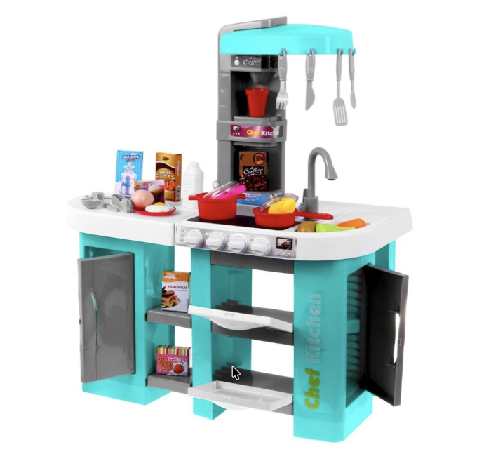 Bucatarie de jucarie electronica Chef Kitchen cu sunete, lumini si 53 accesorii, turcoaz, +3 ani [5]