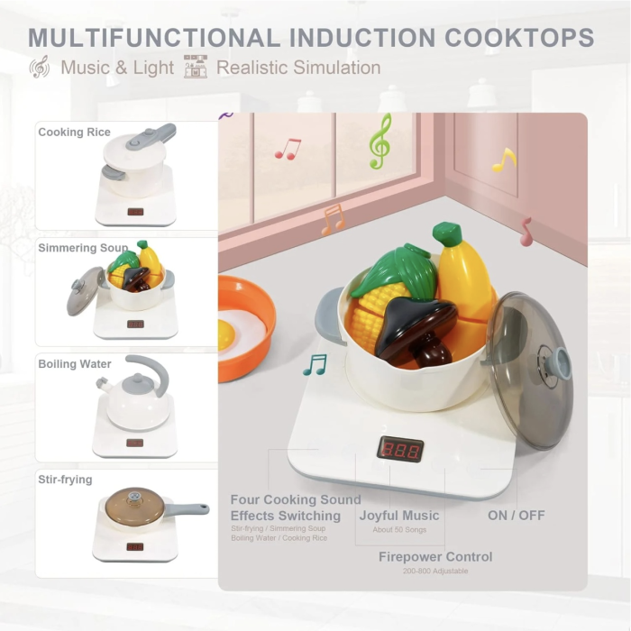 Bucatarie electronica Dream Kitchen cu abur, robinet cu apa si 49 accesorii, gri, 112 cm, +3 ani [11]