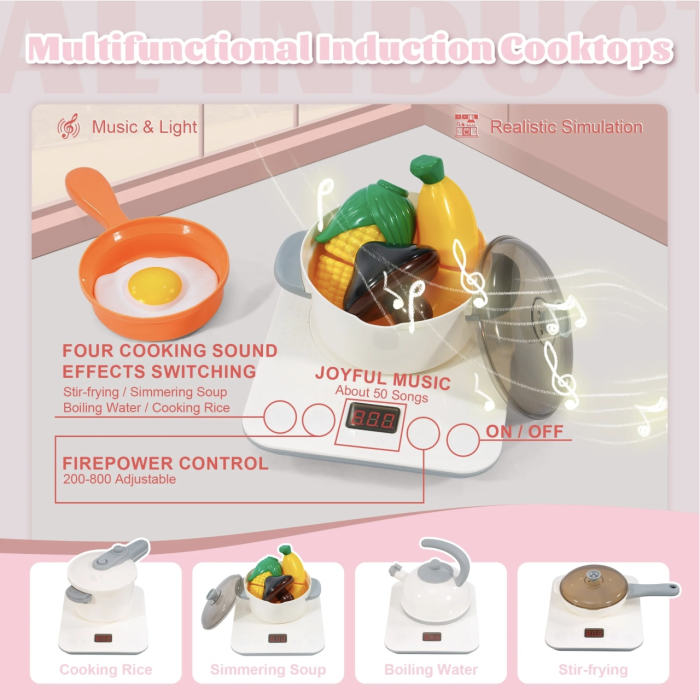 Bucatarie electronica Dream Kitchen cu abur, robinet cu apa si 49 accesorii, gri, 112 cm, +3 ani [7]