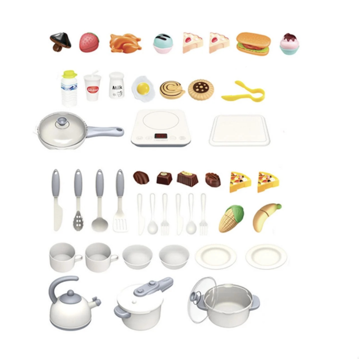 Bucatarie electronica Dream Kitchen cu abur, robinet cu apa si 49 accesorii, gri, 112 cm, +3 ani [12]