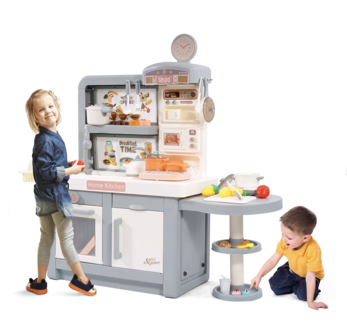 Bucatarie electronica Dream Kitchen cu abur, robinet cu apa si 49 accesorii, gri, 112 cm, +3 ani [3]