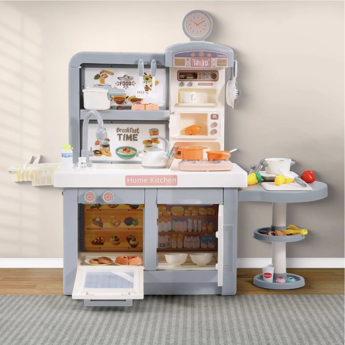 Bucatarie electronica Dream Kitchen cu abur, robinet cu apa si 49 accesorii, gri, 112 cm, +3 ani [6]