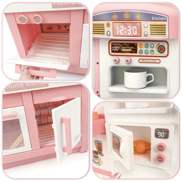 Bucatarie electronica Dream Kitchen cu abur, robinet cu apa si 49 accesorii, roz, 112 cm, +3 ani [7]