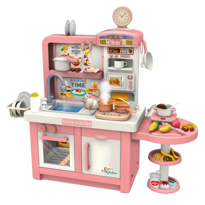 Bucatarie electronica Dream Kitchen cu abur, robinet cu apa si 49 accesorii, roz, 112 cm, +3 ani [3]