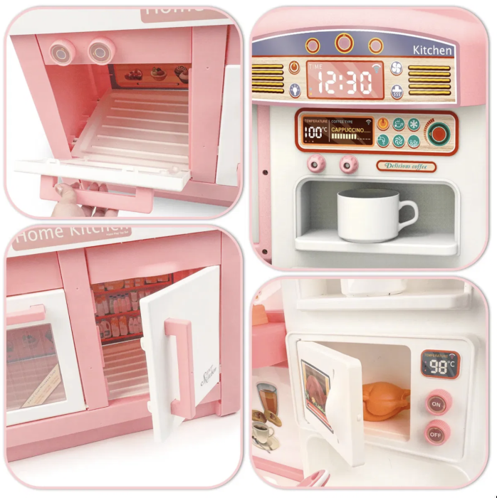Bucatarie electronica Dream Kitchen cu abur, robinet cu apa si 49 accesorii, roz, 112 cm, +3 ani [9]