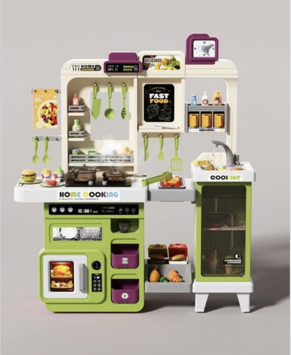 Bucatarie de jucarie mare Home Cooking Fast Food cu apa reala si accesorii, verde, 100 cm, +3 ani [3]