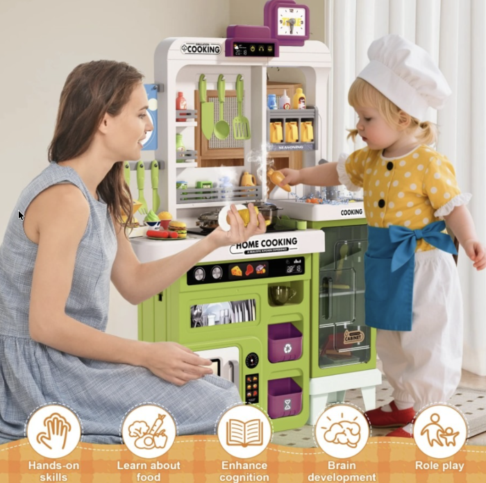 Bucatarie de jucarie mare Home Cooking Fast Food cu apa reala si accesorii, rosu, 100 cm, +3 ani [7]