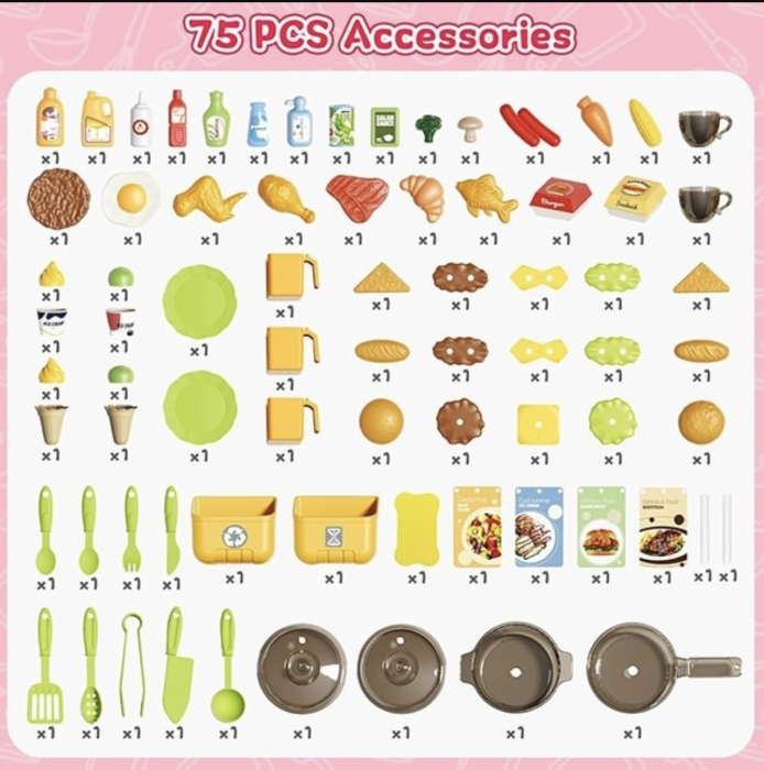 Bucatarie de jucarie mare Home Cooking Fast Food cu apa reala si accesorii, rosu, 100 cm, +3 ani [9]