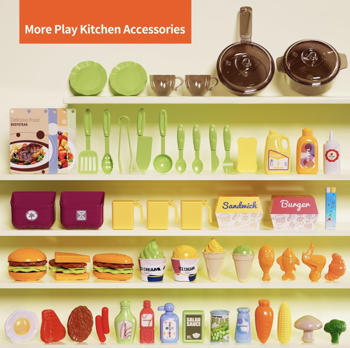 Bucatarie de jucarie mare Home Cooking Fast Food cu apa reala si accesorii, verde, 100 cm, +3 ani [6]