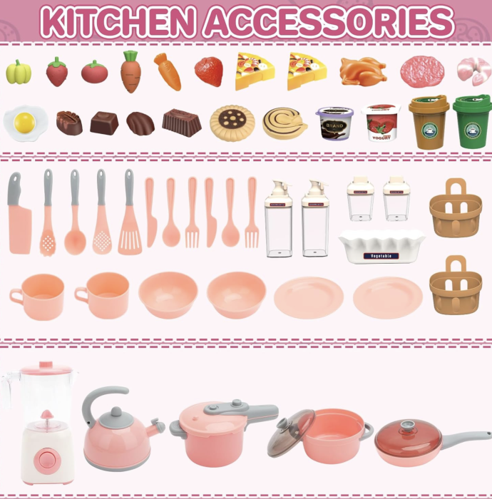 Bucatarie interactiva Little Chef Roz, cu apa, abur, lumini si sunete 97x61x21 cm [4]