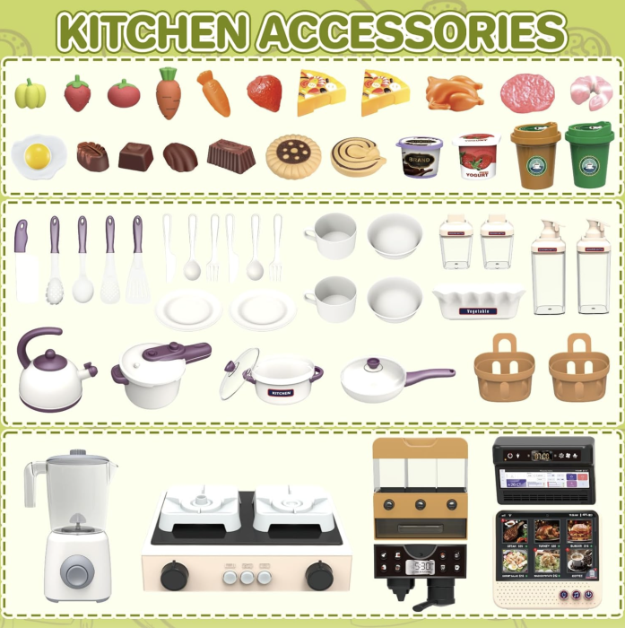 Bucatarie interactiva Little Chef Verde, cu apa, abur, lumini si sunete 97x61x21 cm [3]