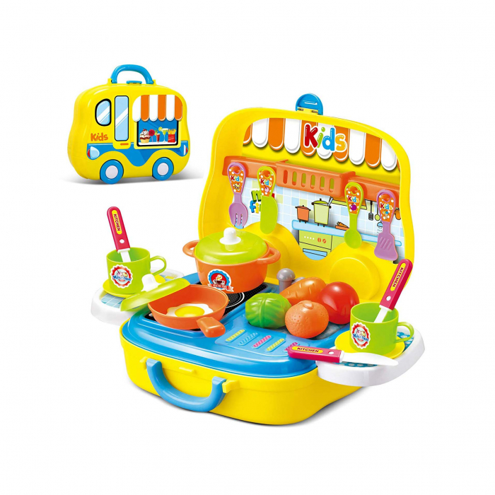 Set mini bucatarie portabila, jucarii de gatit, simulare