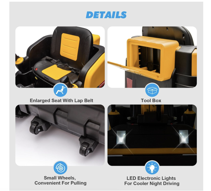 Buldo-Excavator electric DLS-X7 galben, 12V 12AH, telecomanda si bluetooth [8]