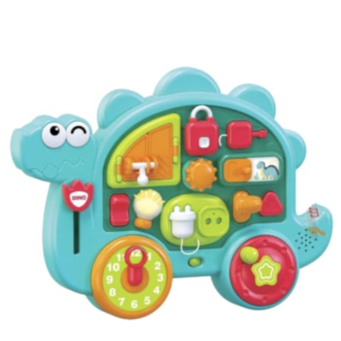 Busy Board cu 12 activitati pentru bebe ,   Dinozaur
