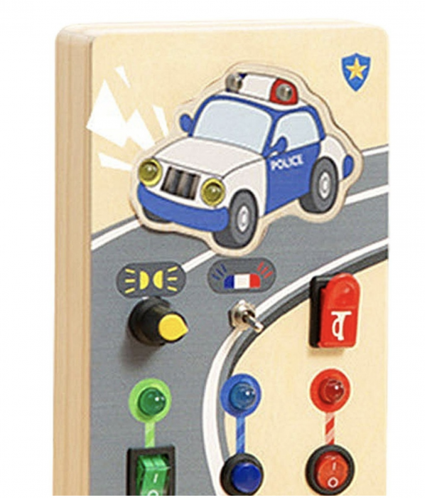 Busy Board Electric cu Multiple Activități, Masina de politie, din lemn [4]