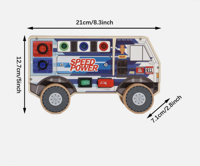 Busy Board Electric cu Multiple Activități, Camion, din lemn [8]