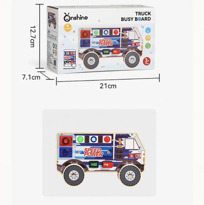 Busy Board Electric cu Multiple Activități, Camion, din lemn [6]
