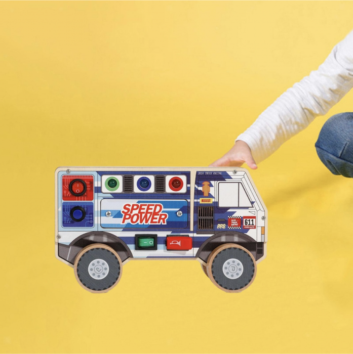 Busy Board Electric cu Multiple Activități, Camion, din lemn [4]