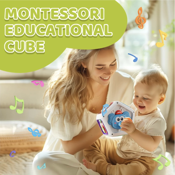 Busy Cube cu 7 activitati senzoriale, lumini si sunete - Animalute, 6 luni+ [4]