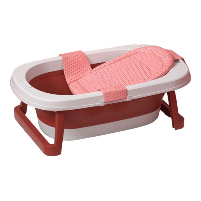 Cadita pliabila CD03 cu suport si termometru, pentru bebelusi, roz [2]