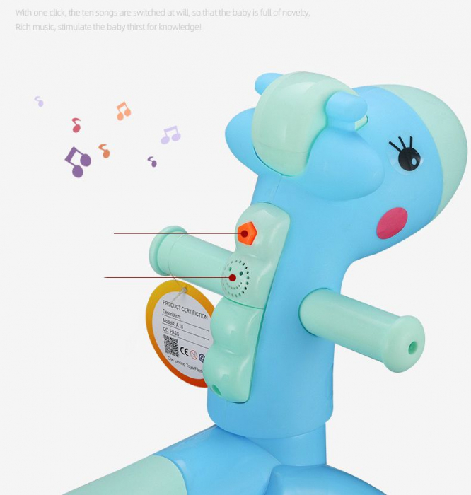 Calut 2 in 1 balansoar cu roti si muzica, Rocky Blue [7]