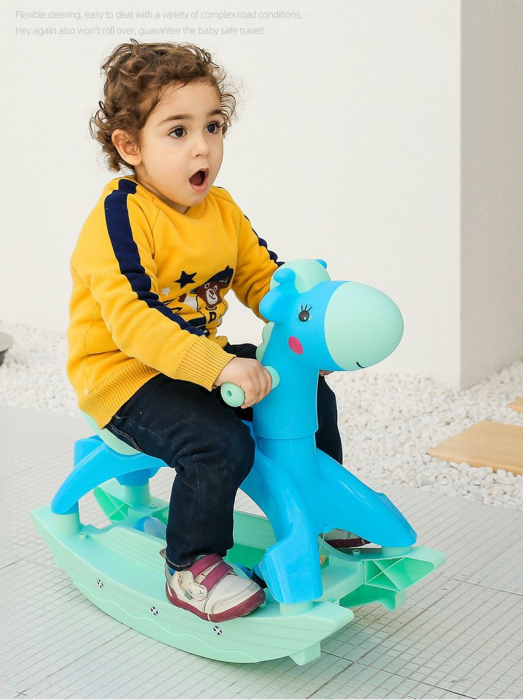 Calut 2 in 1 balansoar cu roti si muzica, Rocky Blue [3]