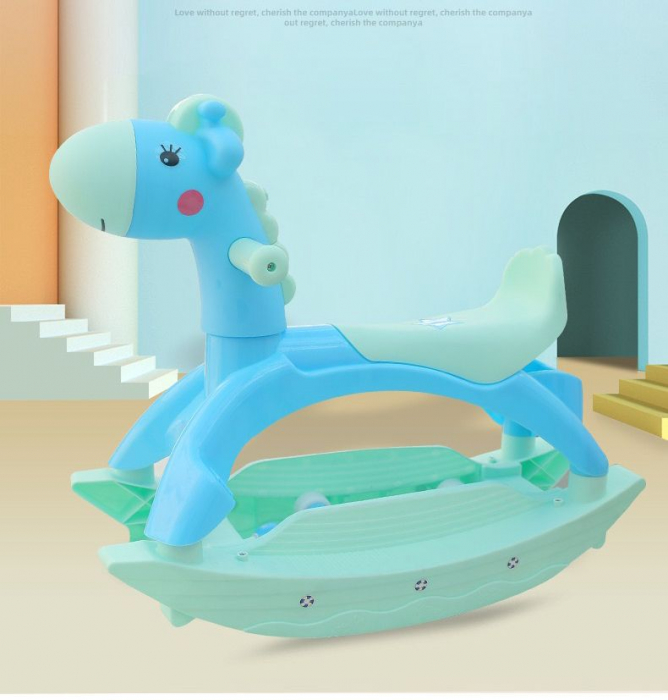 Calut 2 in 1 balansoar cu roti si muzica, Rocky Blue [2]
