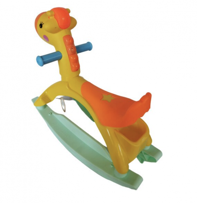 Calut 2 in 1 balansoar cu roti si muzica, Rocky Yellow [5]
