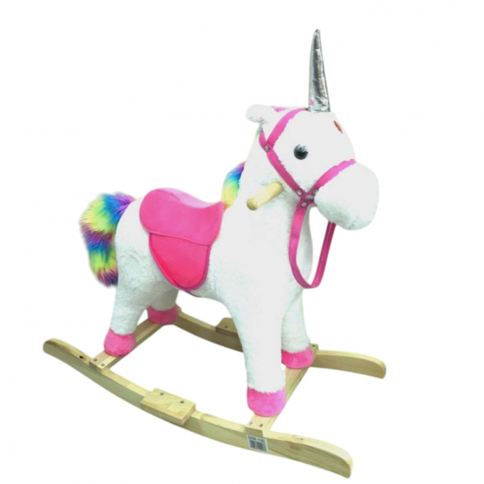 Unicorn balansoar Rainbow ,din plus, alb