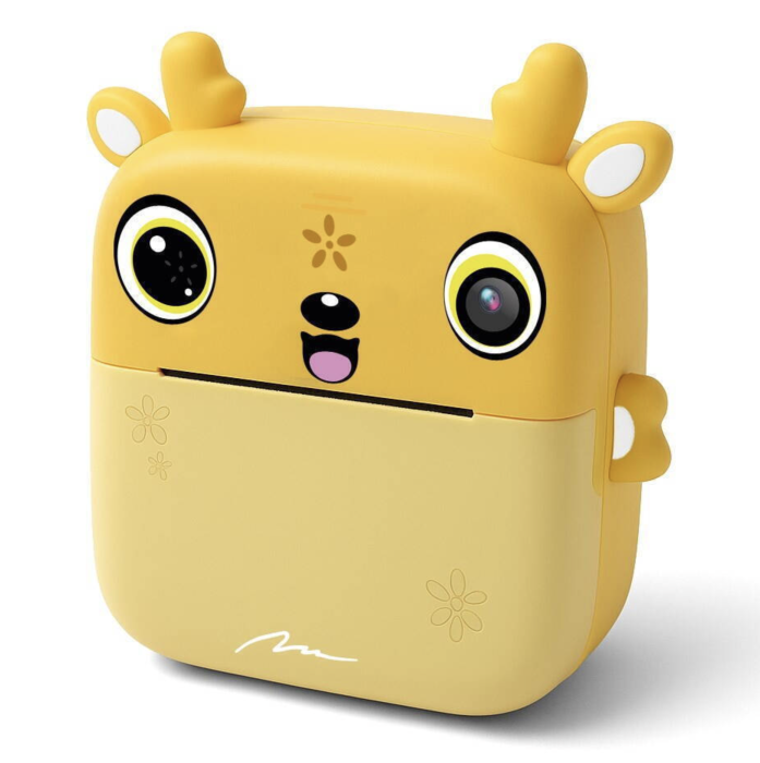 Camera foto copii cu imprimare instant, HD, video, jocuri, USB-C, 3 role, galben [12]