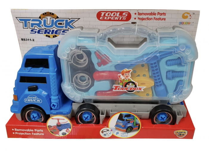 Camion Truck cu scule detasabile, cu sunete si lumini, 26 piese, albastru [2]