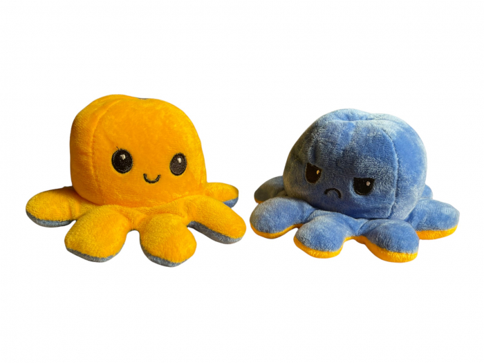 Caracatita reversibila din plus, exprima sentimentele, albastru galben