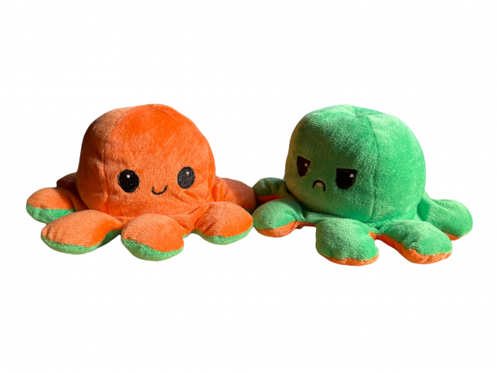 Caracatita reversibila din plus, exprima sentimentele, verde portocaliu