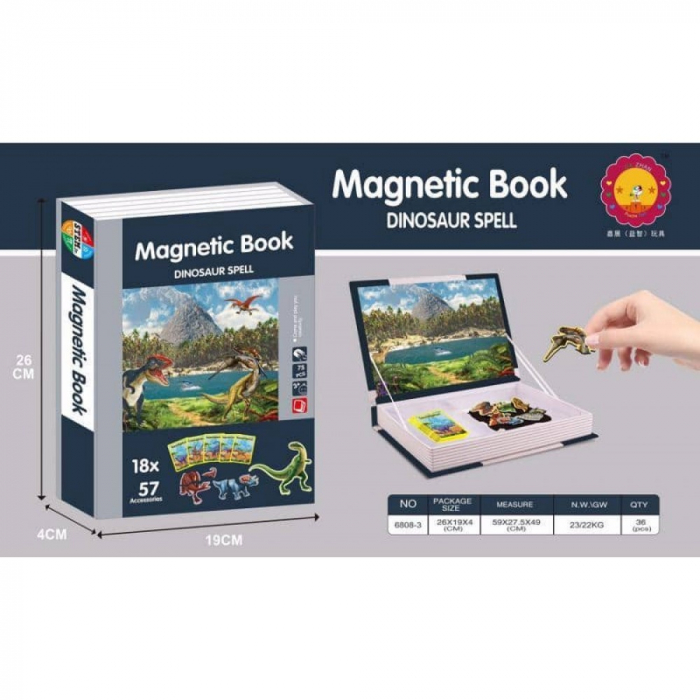 Carte cu 18 Puzzle Magnetic Lumea Dinozaurilor, 57 piese [14]