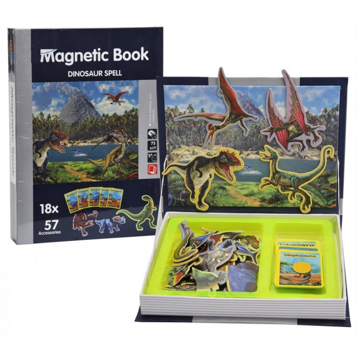 Carte cu 18 Puzzle Magnetic Lumea Dinozaurilor, 57 piese [12]