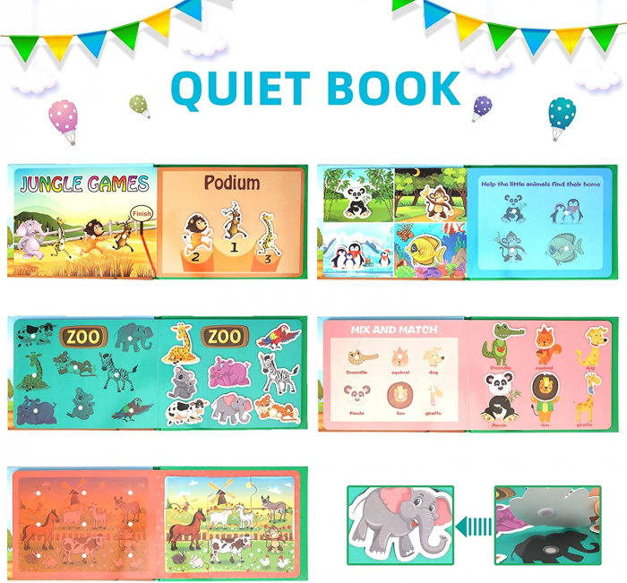 Carte cu activitati educative, Quiet Book Animalele salbatice [5]