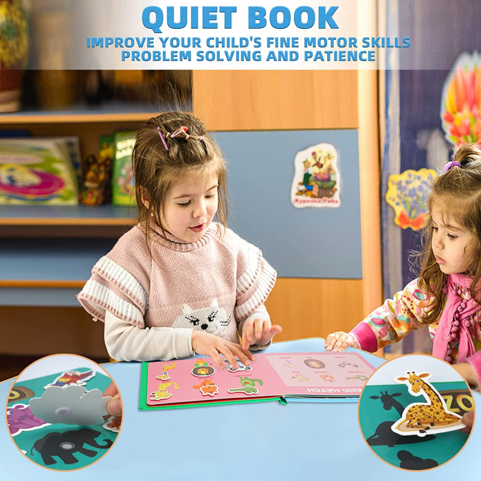 Carte cu activitati educative, Quiet Book Animalele salbatice [4]