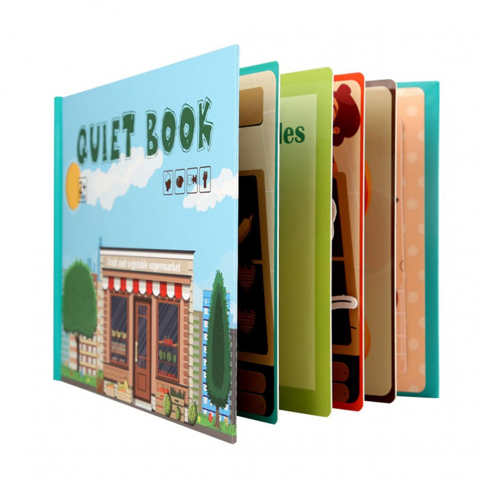 Carte cu activitati educative, Quiet Book Aprozarul de legume si fructe [4]