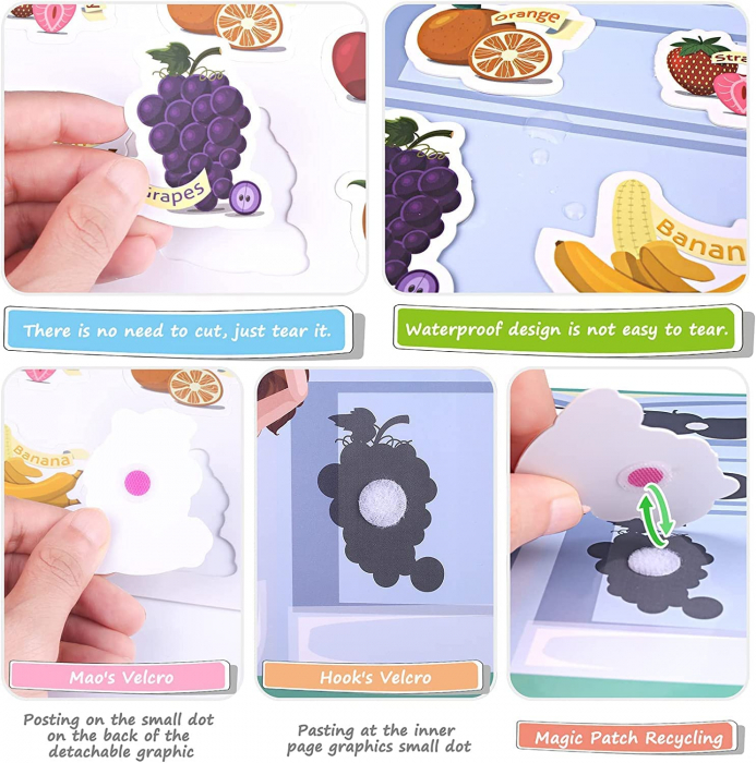 Carte cu activitati educative, Quiet Book Aprozarul de legume si fructe [10]