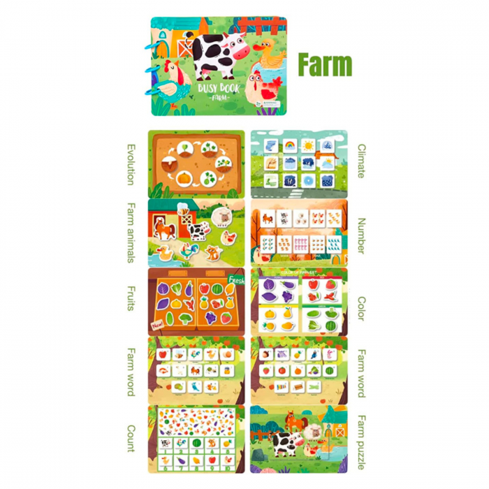 Carte educativa multifunctionala Busy Book Farm 2-6 ani [2]